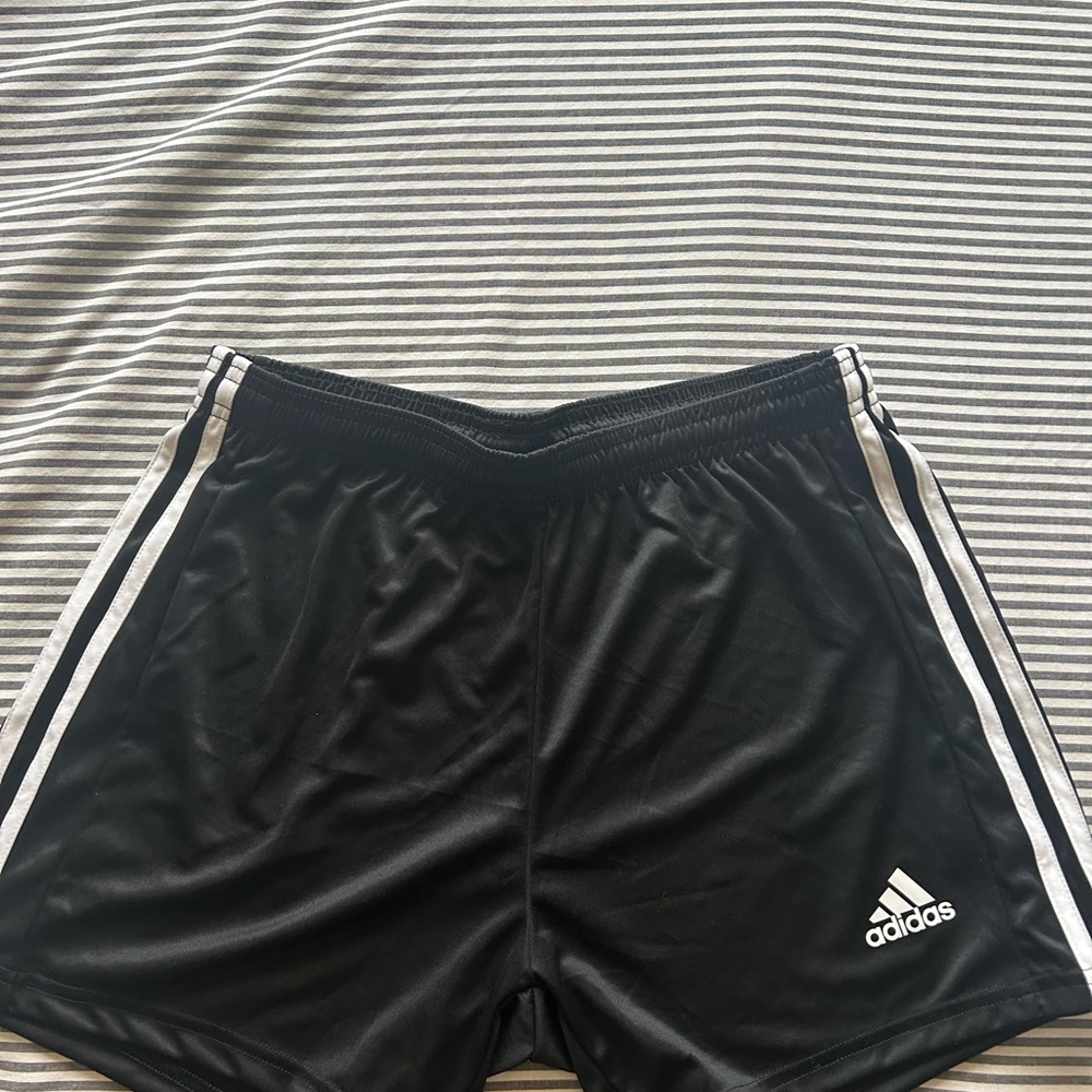 Adidas Black Athletic Shorts with Three-Stripe Design